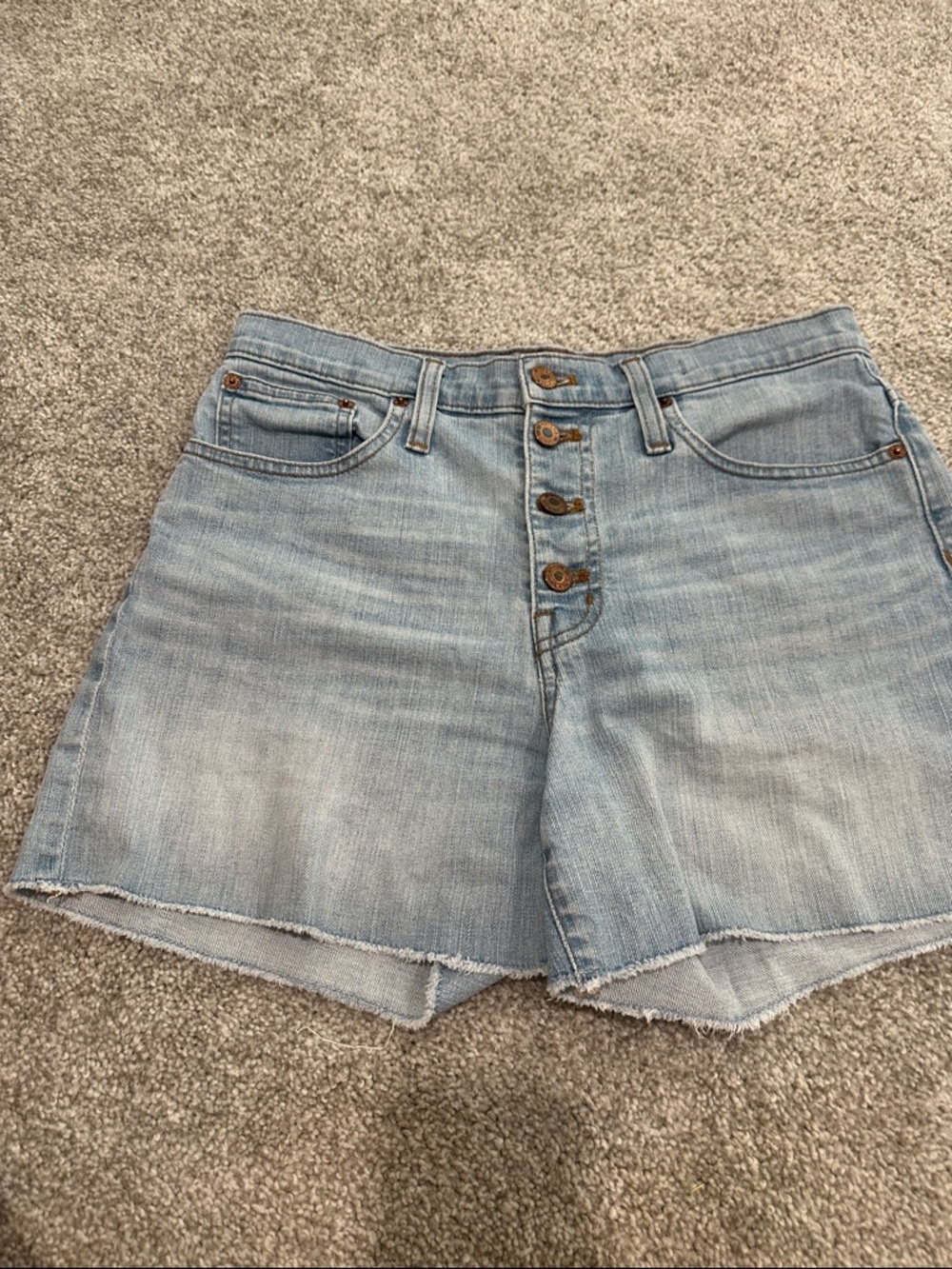 J Crew Light Blue High-Rise Denim Shorts – Casual Frayed Hem